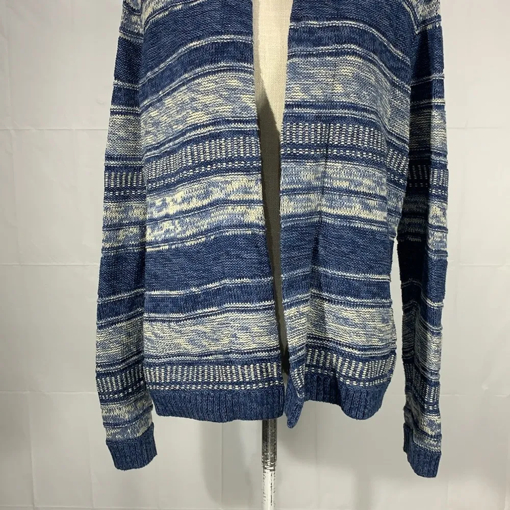 Chaps Denim Blue Open Front Long Sleeve Cardigan Size Large - Image 3