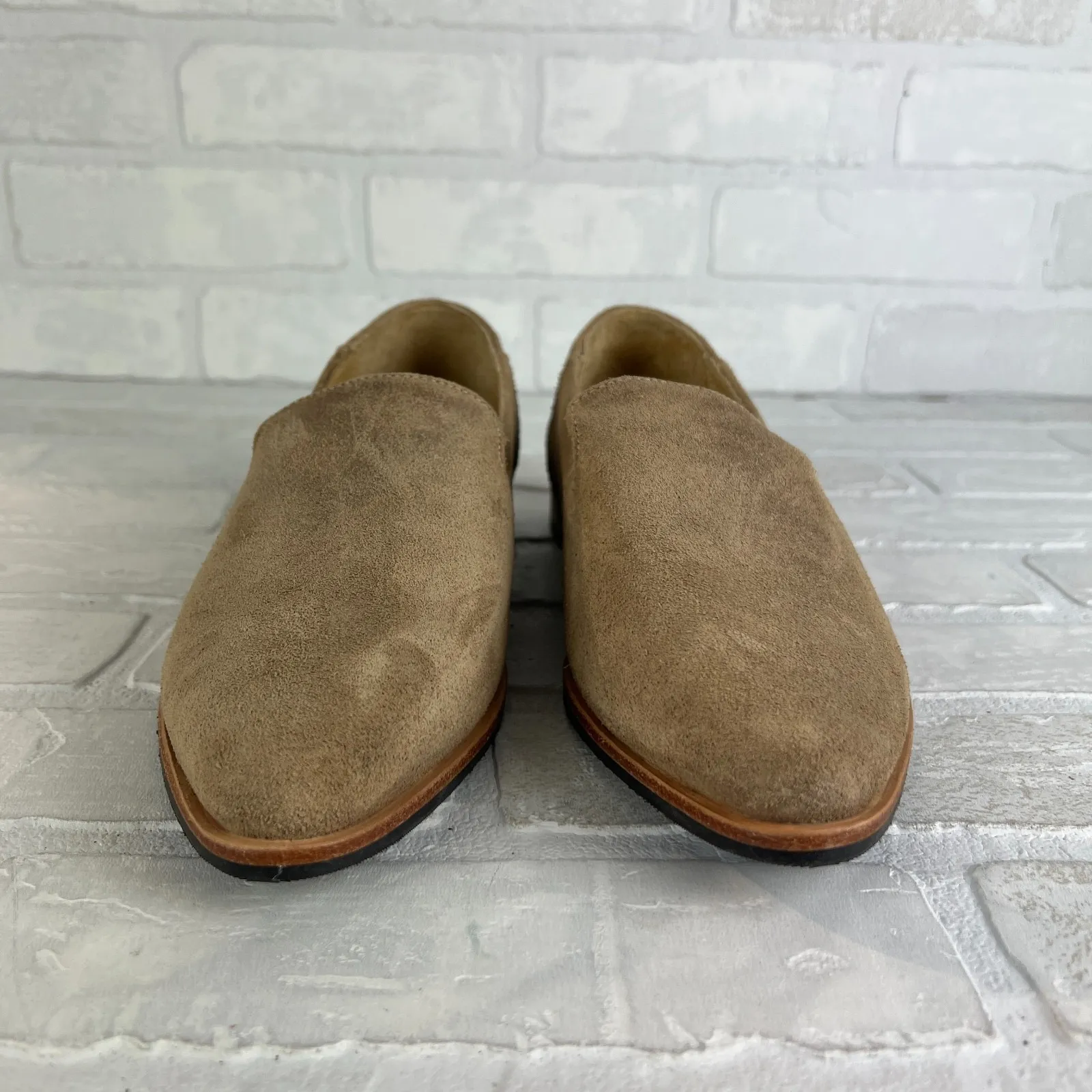 Patina Portland Leather Loafer Flats Womens 9 Beige Suede Pointed‎ Toe Classic Brown - Image 6