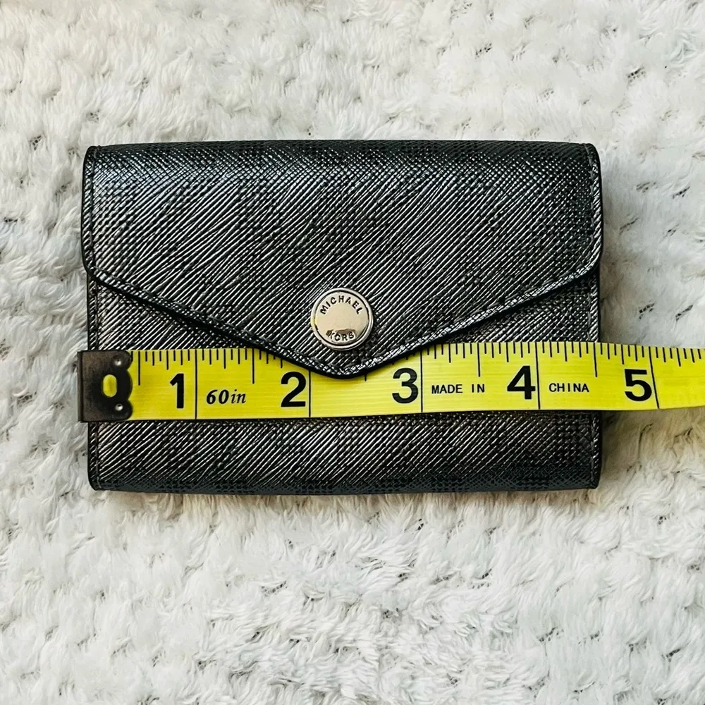 MICHAEL KORS Gunmetal metallic Wallet w Logo Pin - Image 9