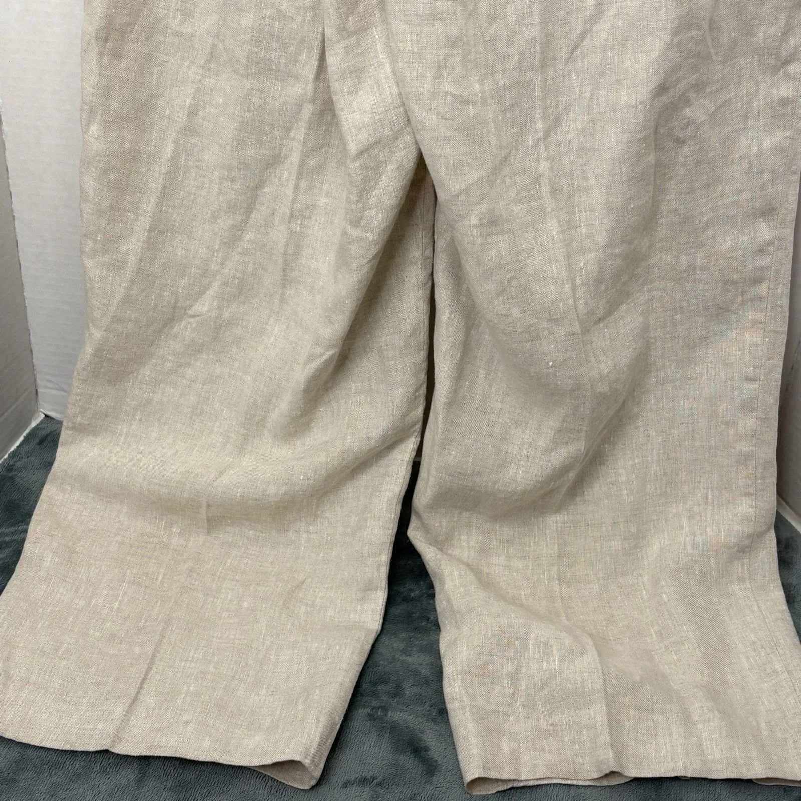 Talbots Wide Leg Linen Beige Off White Pants Size 6 - Image 6