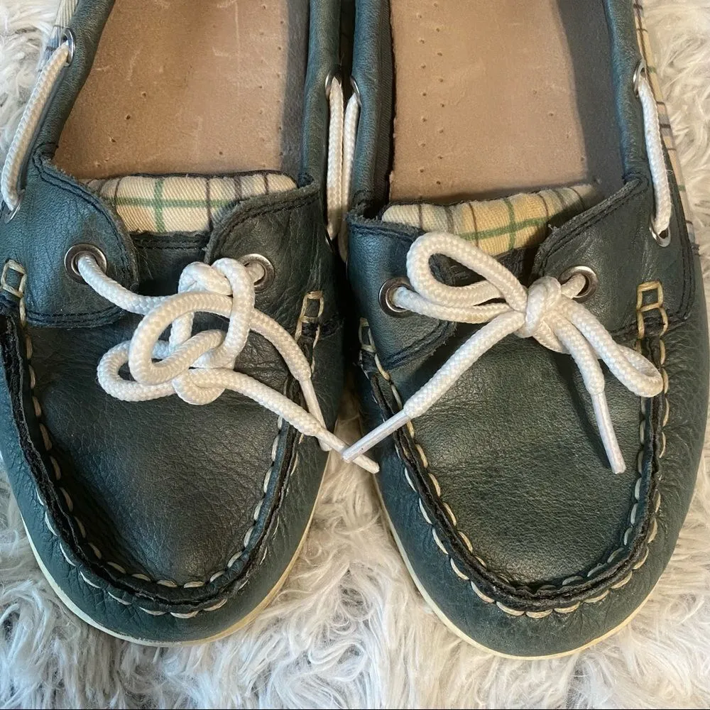 Oliver from Naturalizer Green Leather White Detail Comfy Preppy Top Siders Sz 7 - Image 4