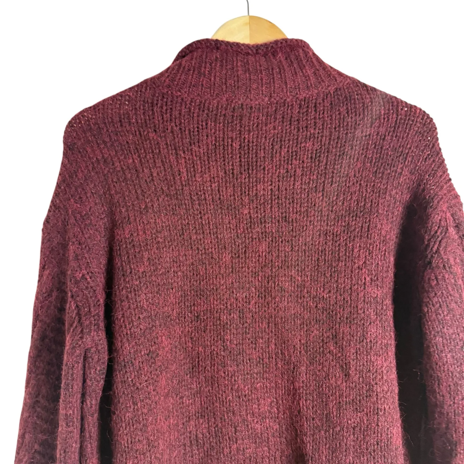 Barbour Maroon Red Alpaca Wool Turtleneck Knit Pullover Sweater Size 8 - Image 5