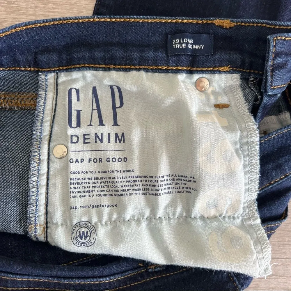 GAP Stretch True Skinny Rinsed Denim Jeans Size 29 - Image 7