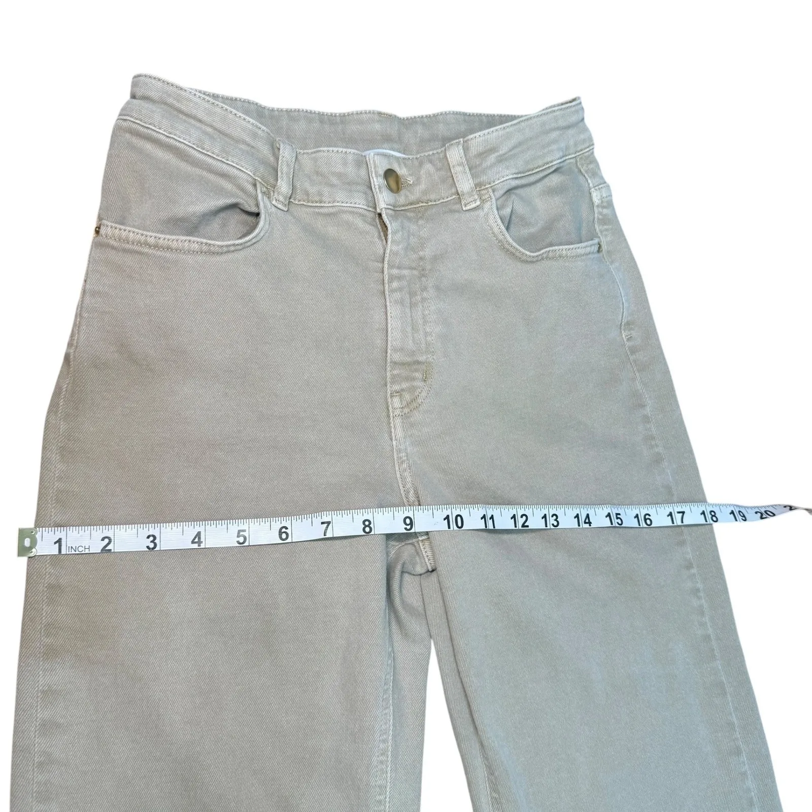 Jimmy Key Wide Leg Pants Size 8 Khaki Trousers‎ High Rise Casual Everyday Style Tan - Image 9