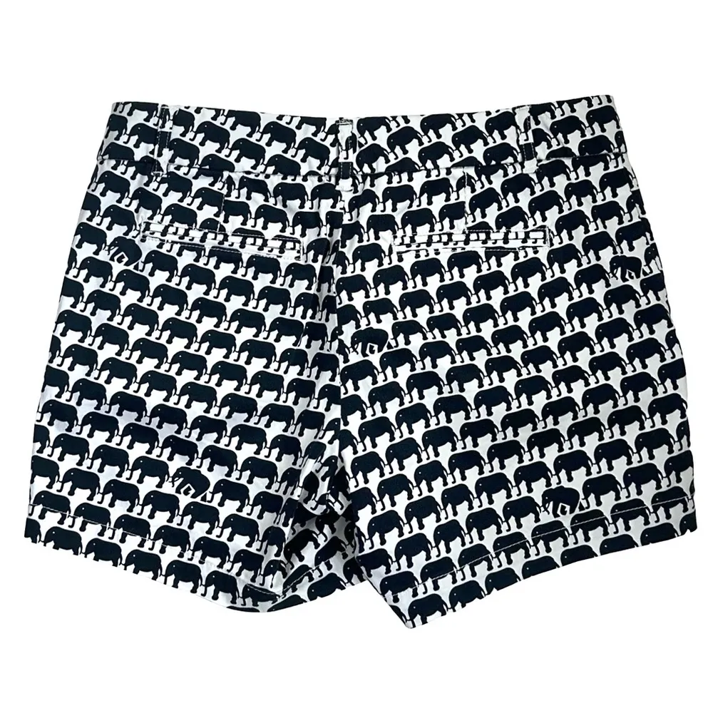 Banana Republic Milly Black & White Overall Elephant Print Cotton Shorts - Image 5