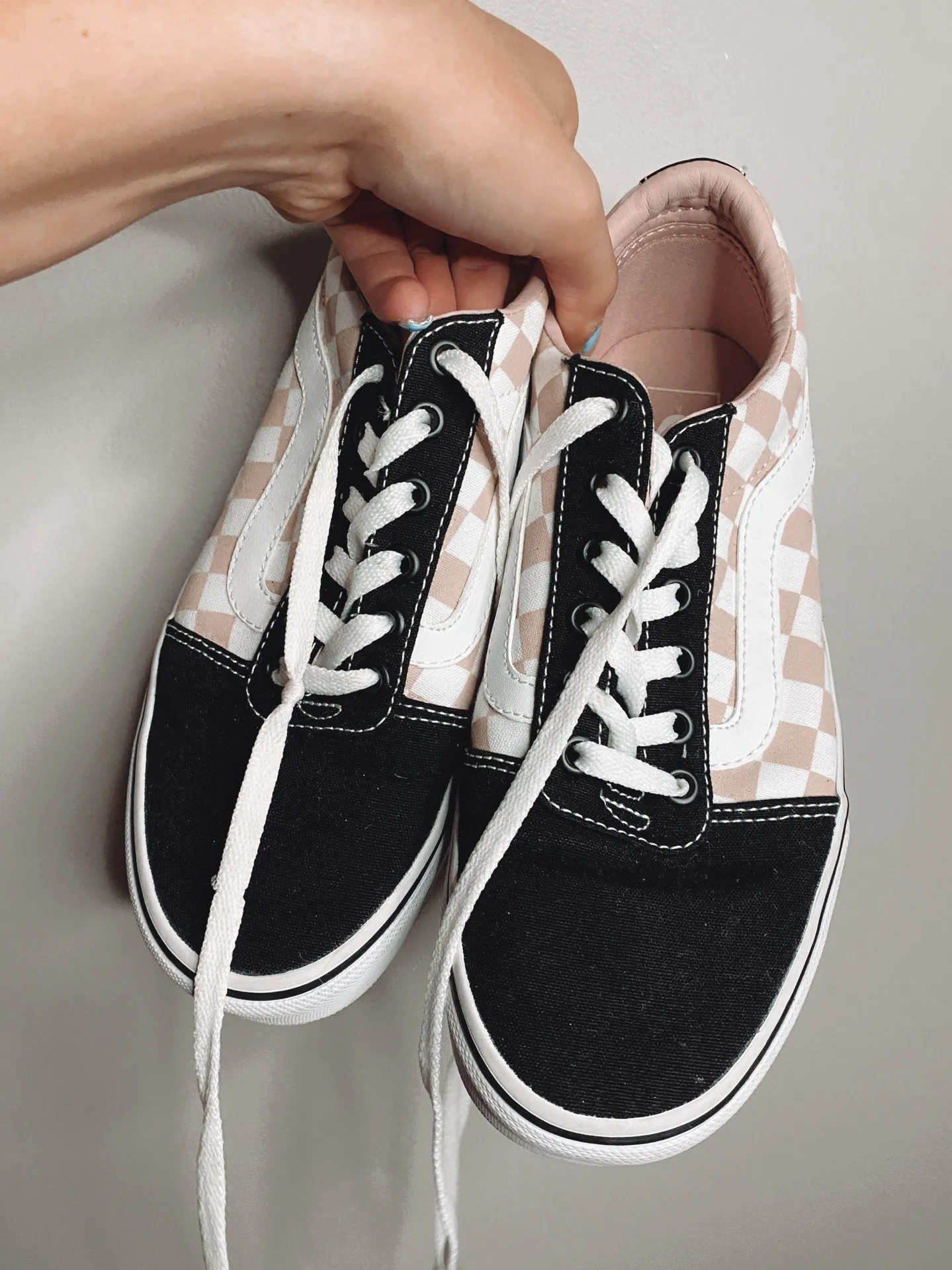 Vans Light Pink / White Checkered Sneakers - Image 2
