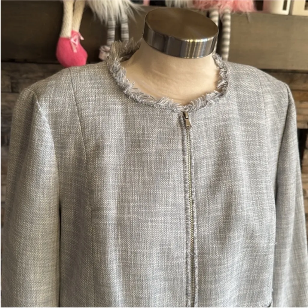 Rebecca Taylor Soft Gray Textured Blazer - Image 8