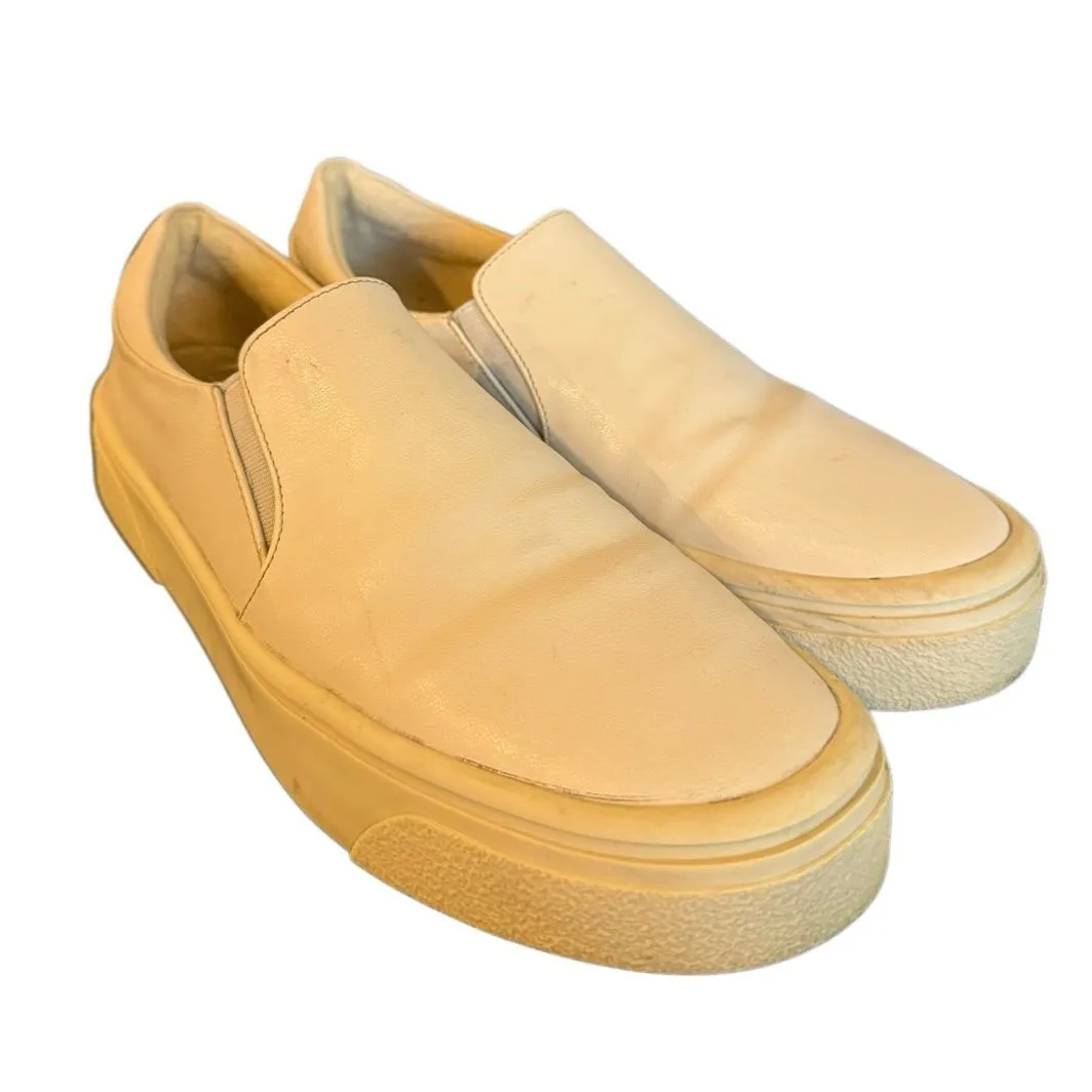 Zara cream leather slide sneakers minimalist size 6 - Image 2