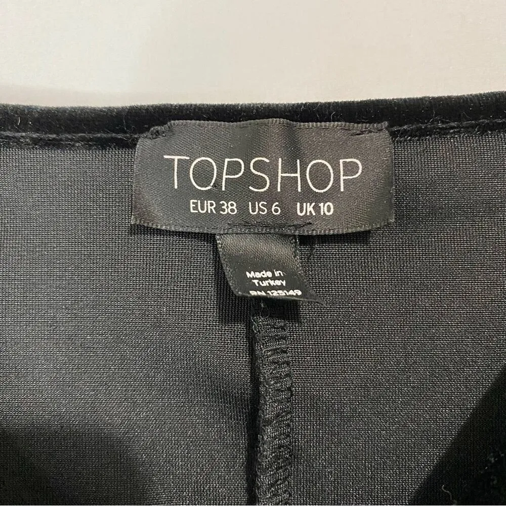 Topshop Women’s Sleeveless Faux Wrap Velvet Jumpsuit Black Size 6 EUC - Image 4