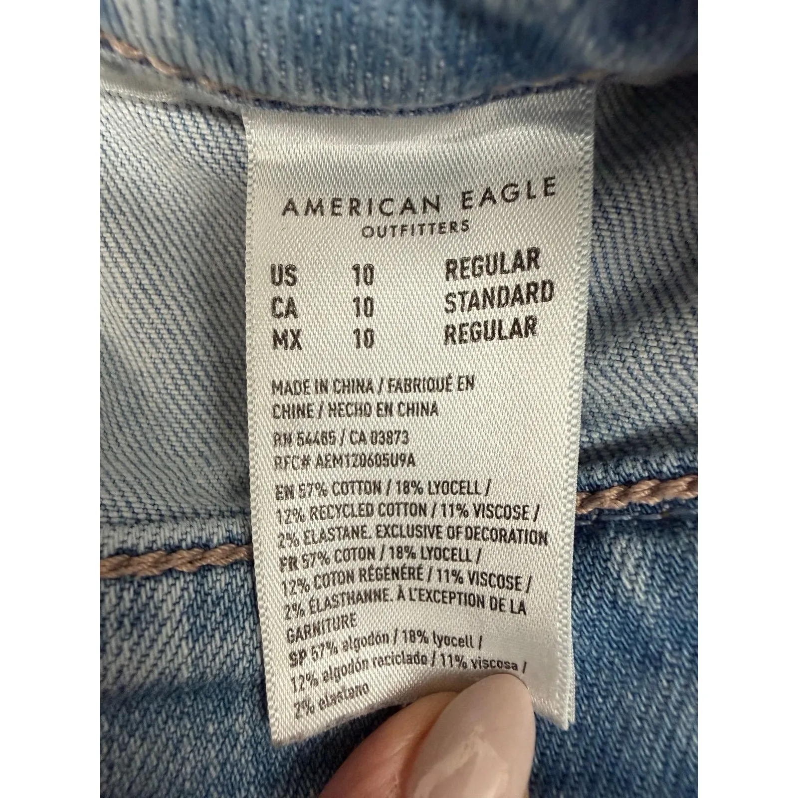 American Eagle Super High Rise Baggy Wide Leg Cargo Jeans Womens 10 Blue Size 29 - Image 8
