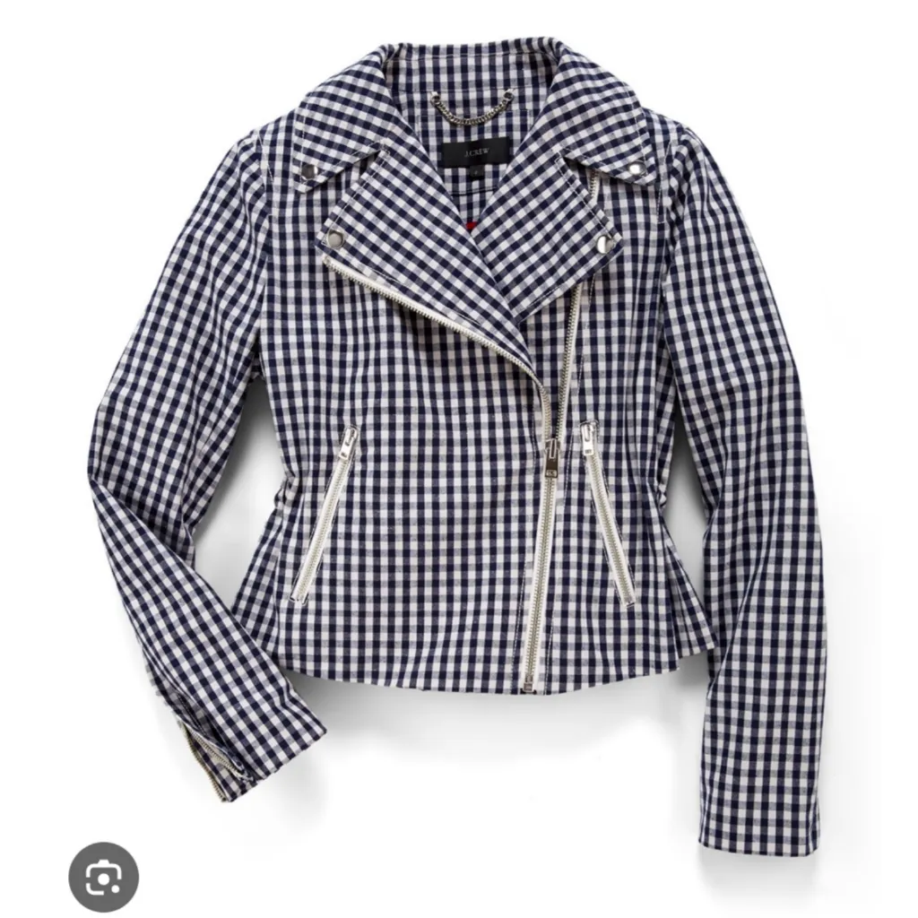 J,.‎ Crew Gingham Biker Jacket - Image 5