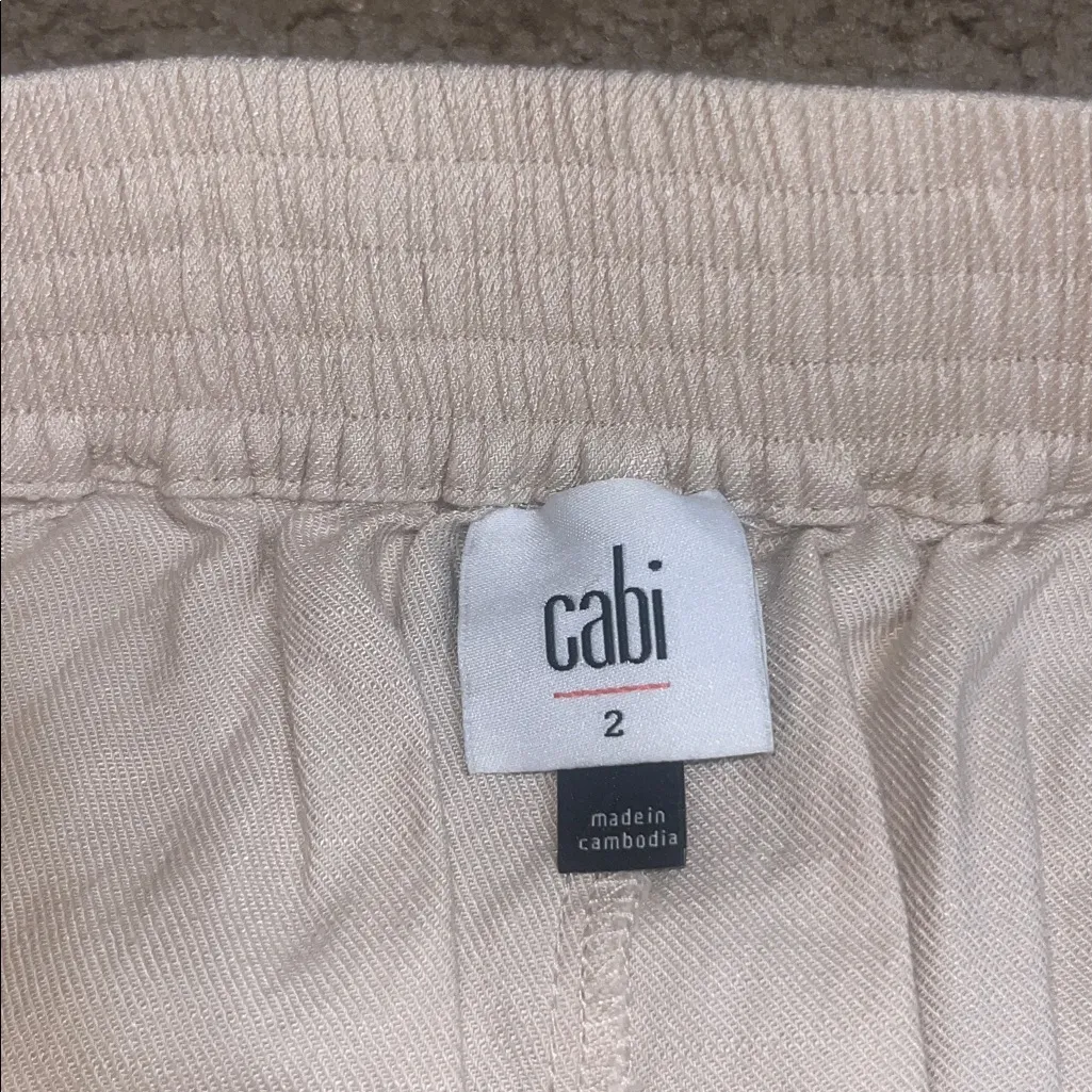Cabi Traipse Trousers High Waist Pleated Wide Leg Relaxed Linen Pant Biscotti 2 - Image 7