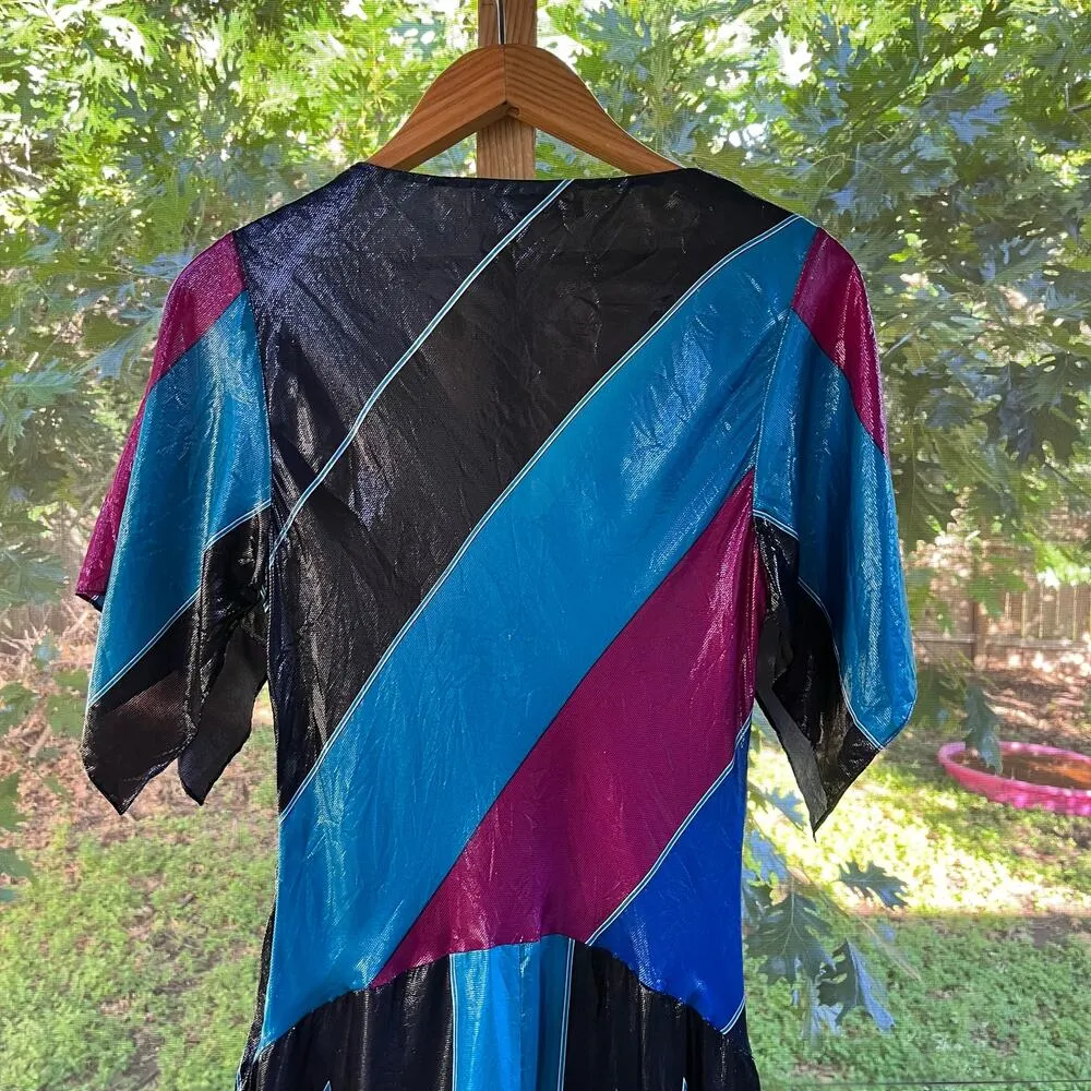 Diane Von Furstenburg Silk Metallic Colorblock Dress Size 10 - Image 7