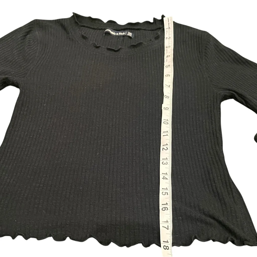 Abercrombie & Fitch Black Ribbed Long Sleeve Tee XS - Image 12