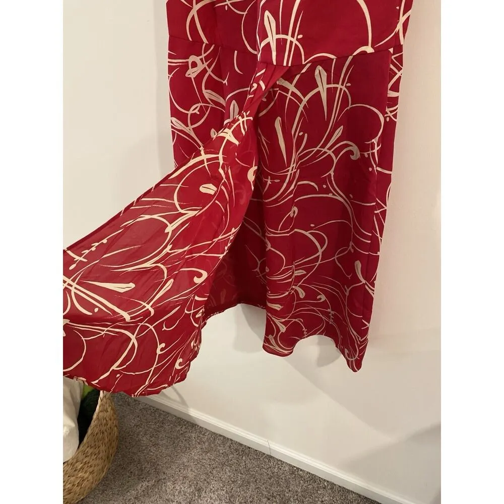 Ann Taylor 2 Silk Classic Sleeveless Floral Flowy Dress Red Black - Image 11