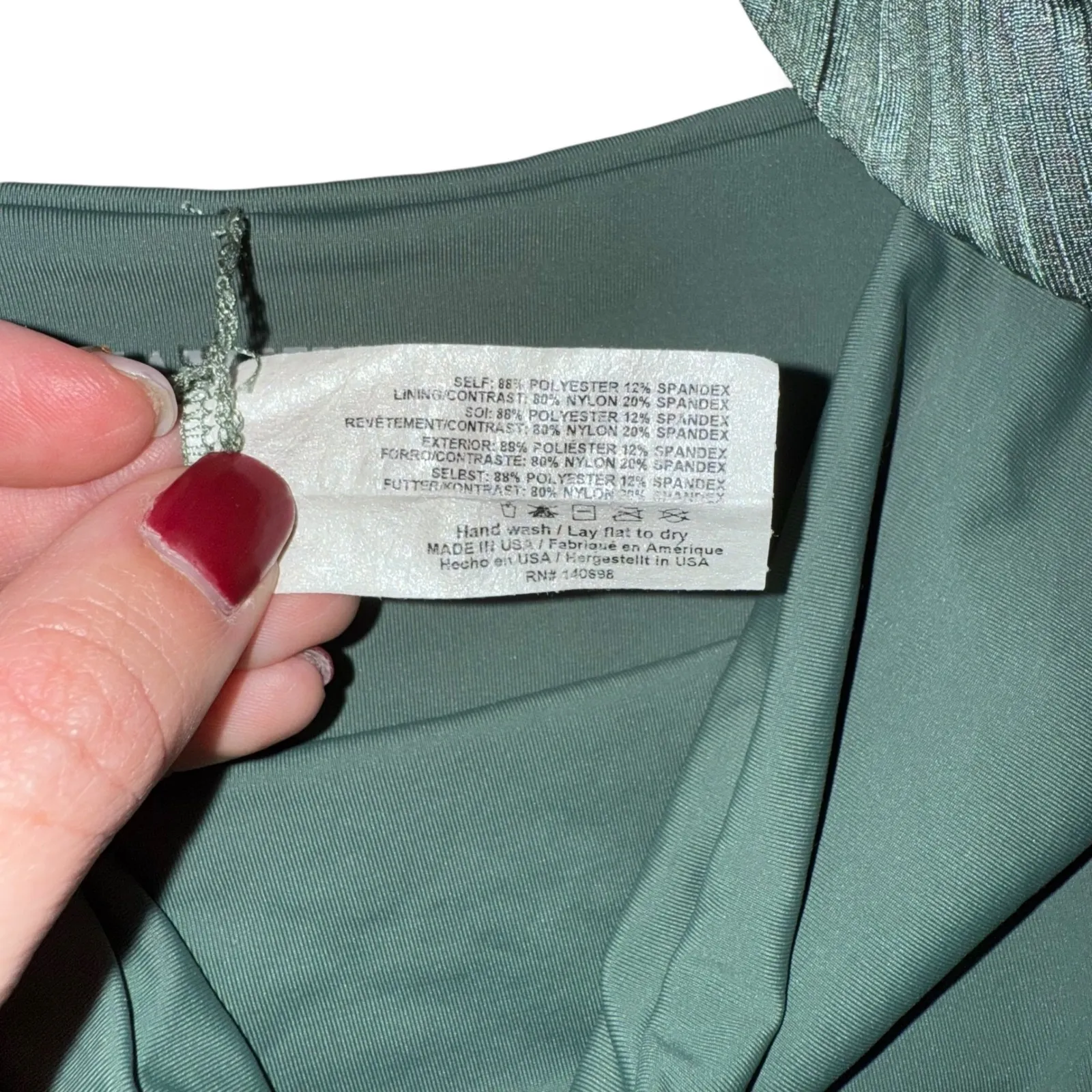 TAVIK+ Swimwear Ribbed Cutout One‎ Piece Swimsuit M Sage Green Size M - Image 6