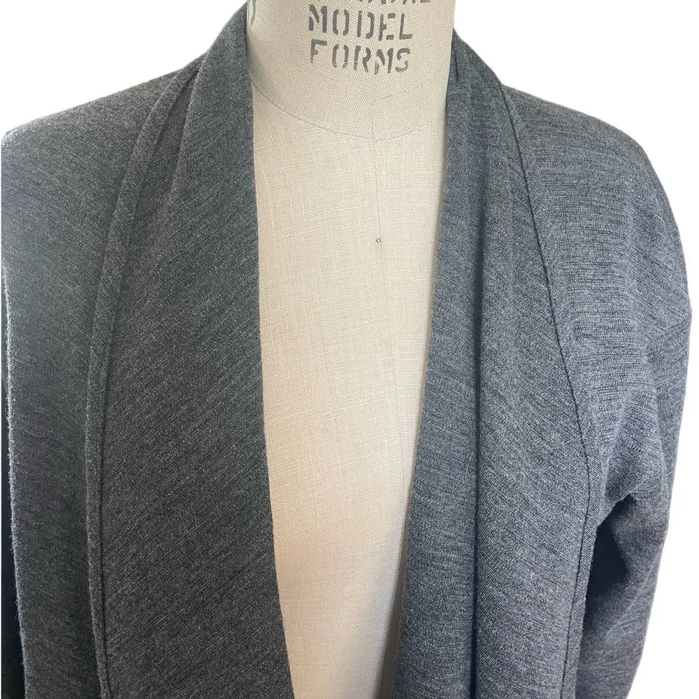 Bryn Walker Shawl Collar Gray 100% Wool Waterfall Cardigan Sweater - Small - Image 2