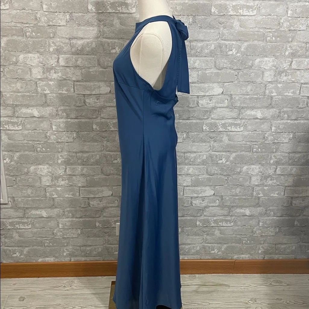 Vici Steel Blue Hollyn Halter Neck Satin Midi Dress - Image 3