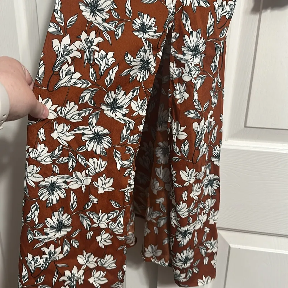 La Ligne X Target Brown Long Sleeve Floral Midi Dress Size XS - Image 4