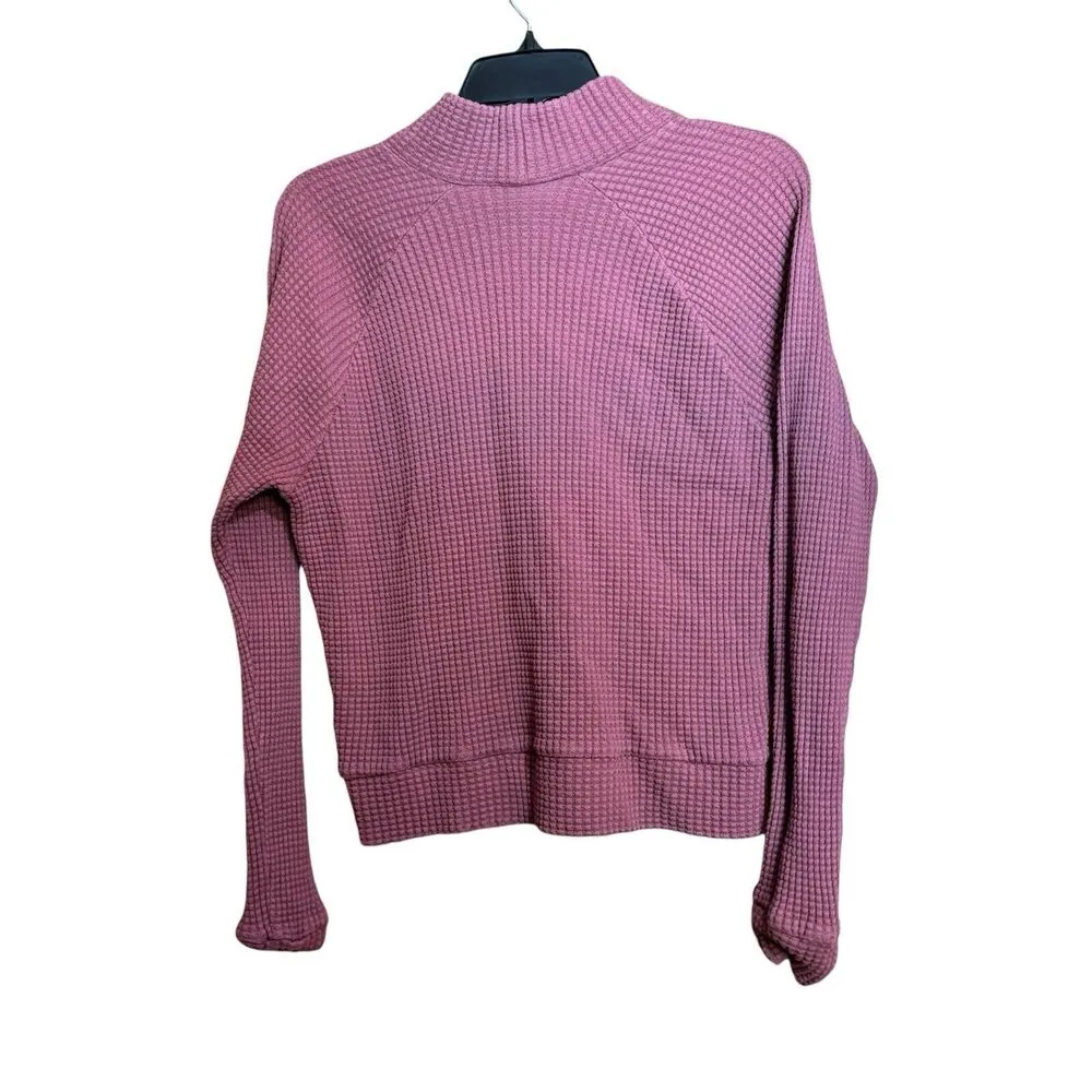 The North Face Top Womens Small Pink Thermal Waffle Knit Textured Cowl Blouse - Image 6