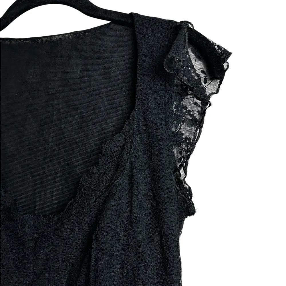 Vintage Babydoll Y2K Dress Black Lace Semi Sheer WhimsiGoth Size Small - Image 4