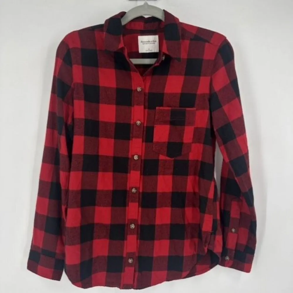 Abercrombie‎ & Fitch Women’s Buffalo Plaid Button Down Soft A&F Collection Small - Image 3