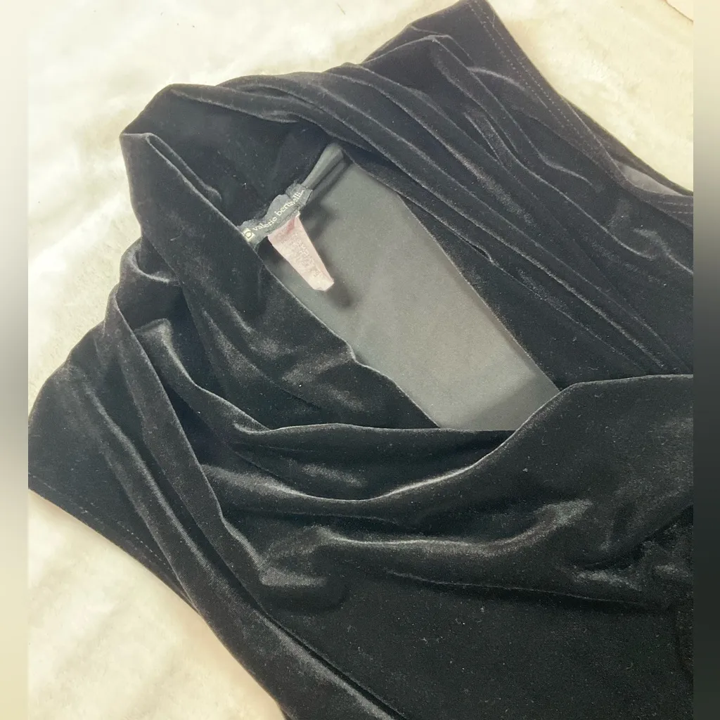 Valerie Bertinelli‎ Black Sleeveless velvet Blouse vtg 90’s women’s large top - Image 4