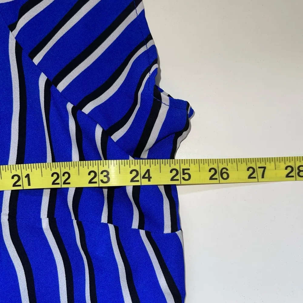 Georgette Blue & White Striped Tie Front Empire Waist Blouse - Image 10