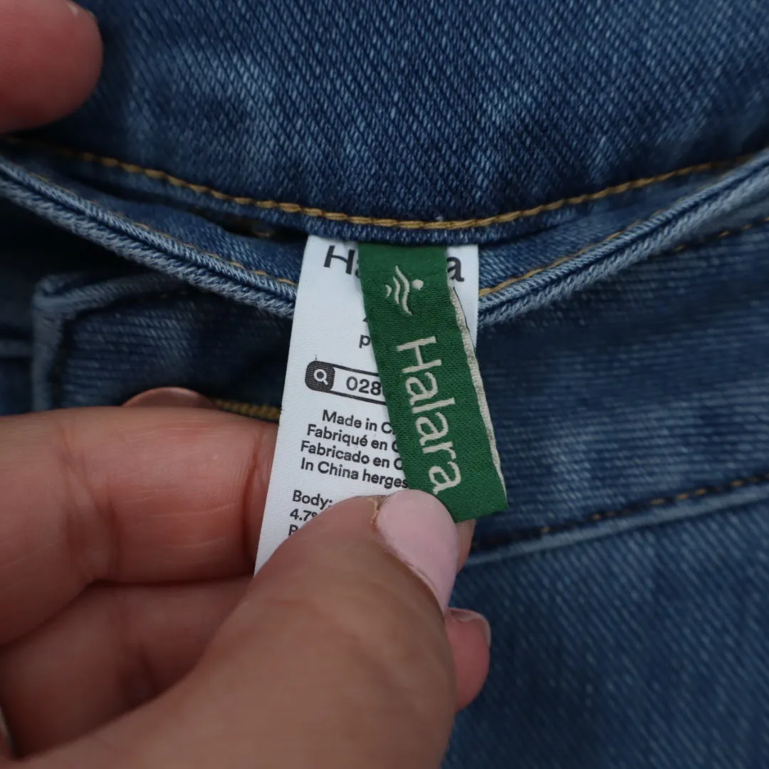 Halara Flex Denim Wide Leg Cropped Pants Petite XL Blue Athleisure Comfort - Image 8