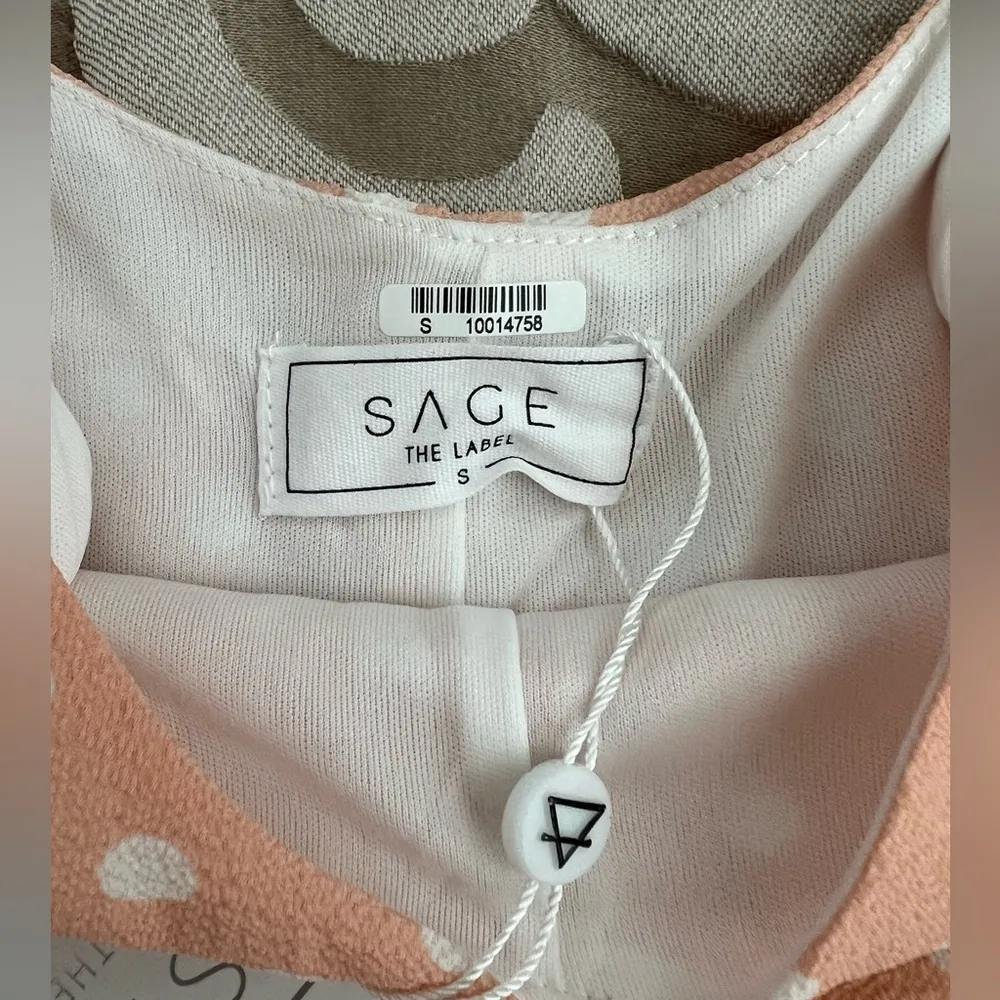 Sage The Label Diamonds & Pearls Overall Jumpsuit Blush Pink Polka Dot Wide Leg - Image 13