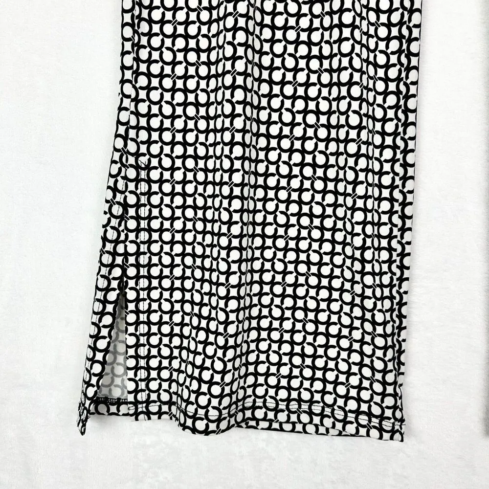 Clara Sunwoo Side Slit Ankle Pant Size Large Pull On Chain Ring Print Travel Black - Image 4