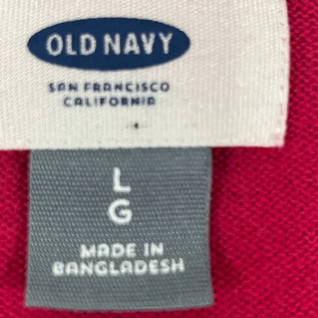 OLD‎ NAVY V NECK LONG SLEEVE CARDIGAN 100% COTTON BUTTON UP SZ L FUCHSIA PREOWN - Image 5