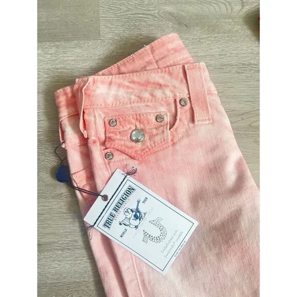 NWT True Religion Swarovski Crystals Leggings Pink Skinny Jeans Misses Size 25 - Image 2