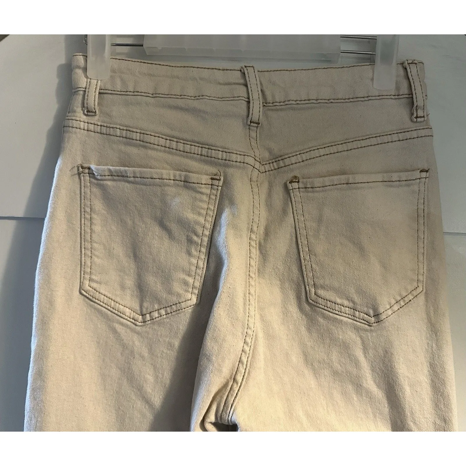 S.O.N.G. Cargo Street Jean Wide Leg High Rise Ivory Cargo Pants Juniors Sz 5/27 - Image 5