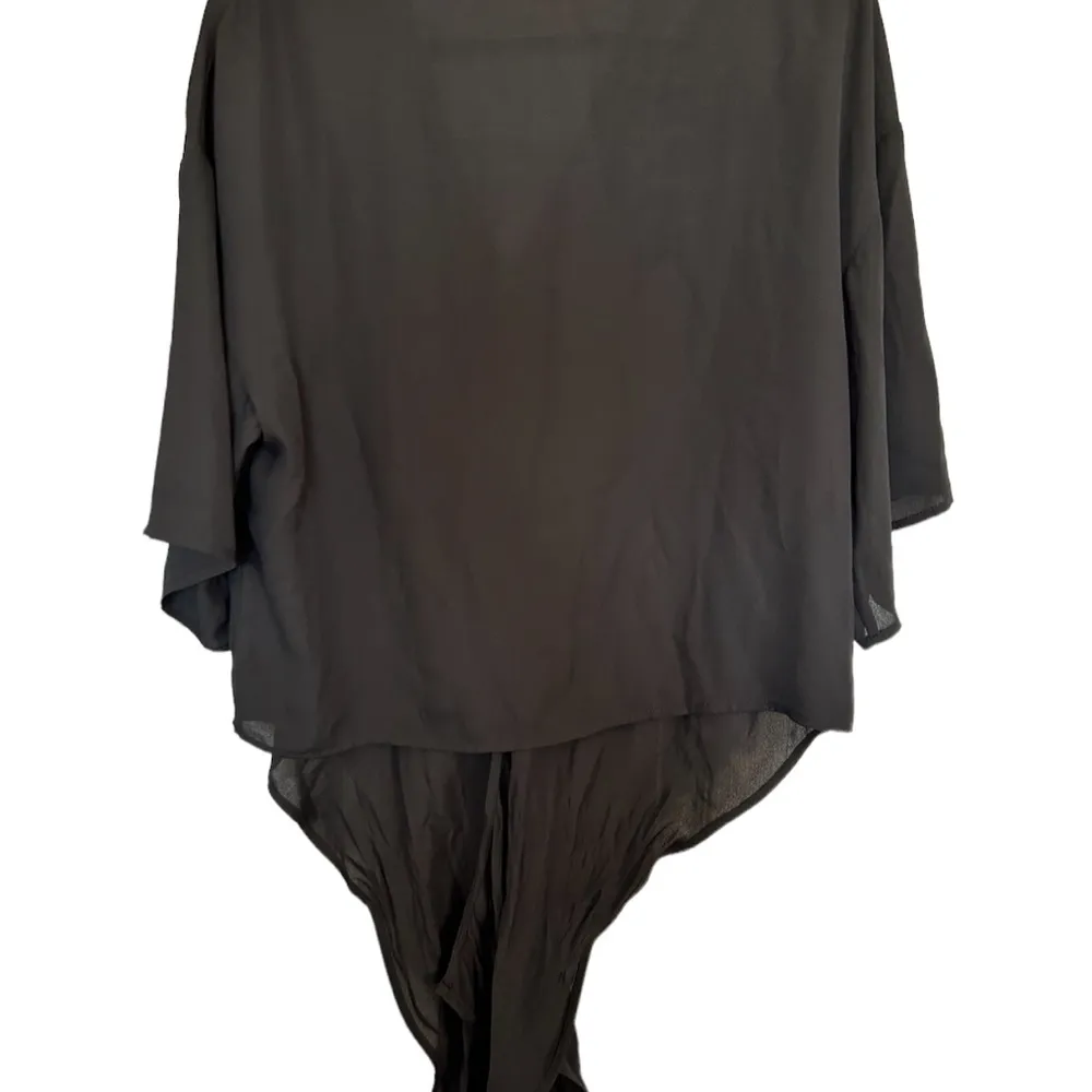 Revamped black long sleeve tie front blouse size small - Image 4