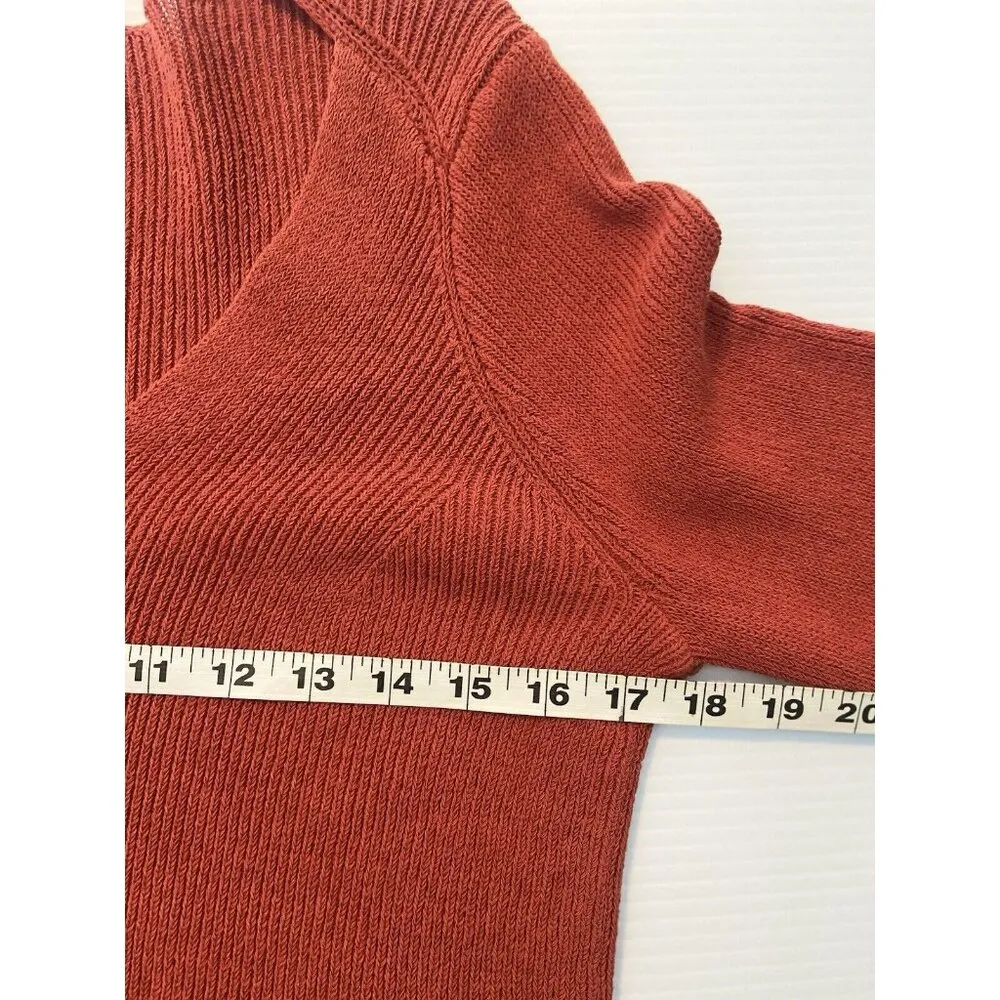 Madewell Flared‎ Sleeve V-Neck Sweater Size M Etruscan Clay Orange Red Preppy - Image 10