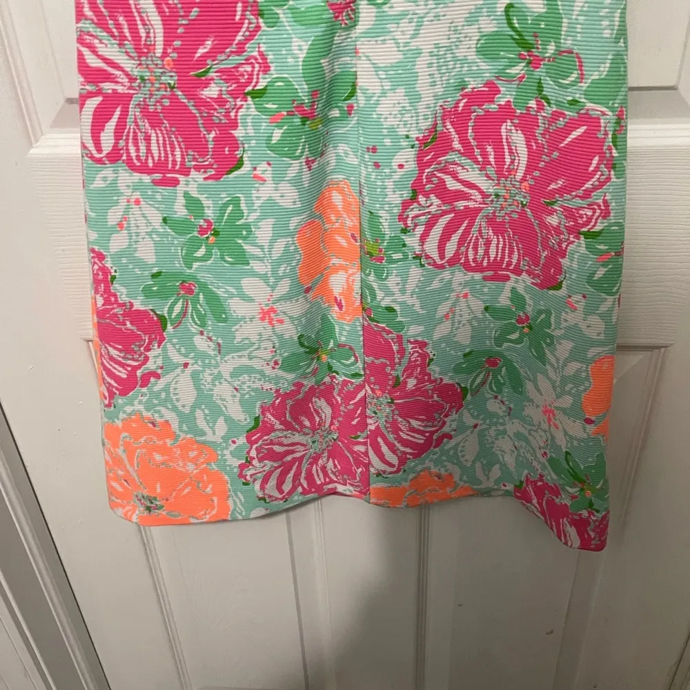 Lilly Pultizer Sleeveless Lined Ribbed Floral Summer Sheath Dress S - Image 7