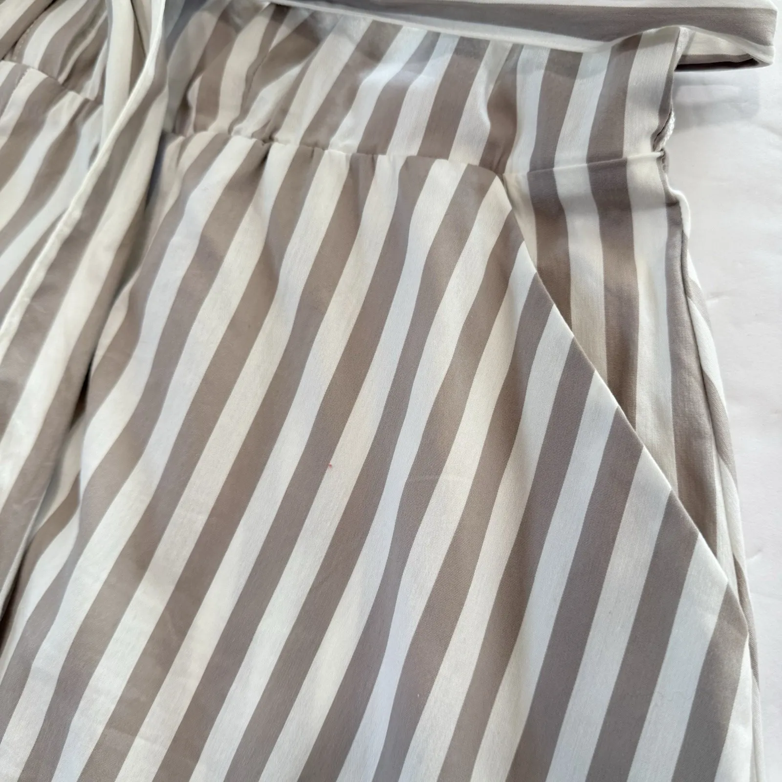 Torrid Taupe White Stripe Poplin Sleeveless Button Shirt Dress‎ Size 1X Pockets - Image 9