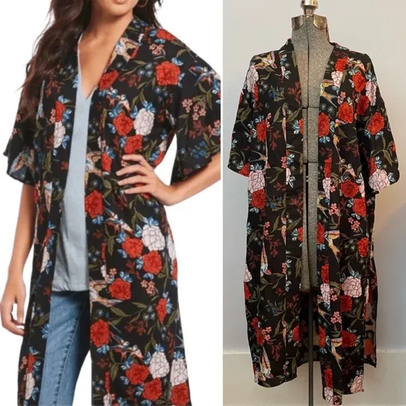 Gibson Latimer Floral Kimono Floral Boho Hippie Duster - Size Medium - Image 2