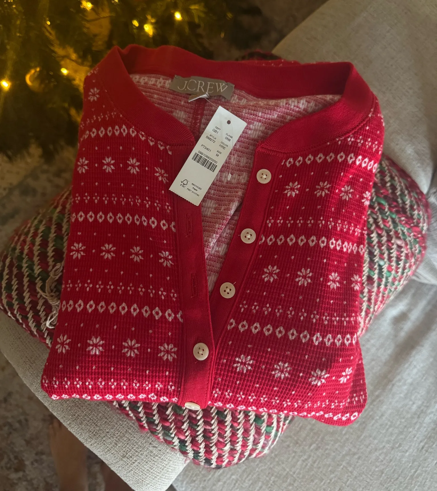 J.Crew Red Henley Pajama Onesie - Image 3