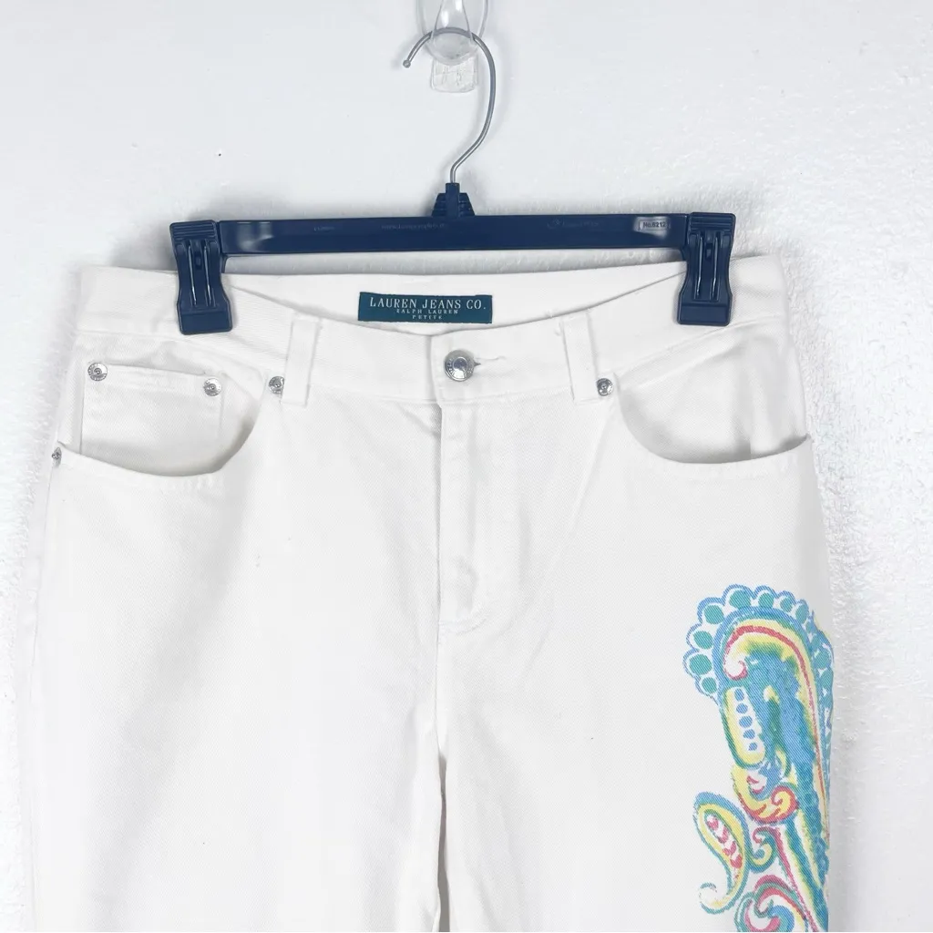 RALPH LAUREN JEANS White Paisley Print High Rise Bootcut Jeans, Size 8P - Image 11