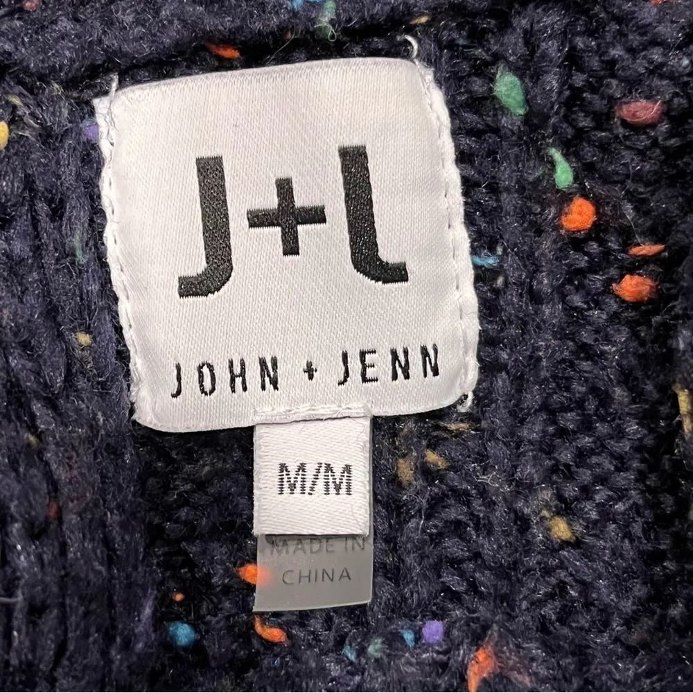 John + Jenn Blue Speckled Tie-Back Long Sleeve Cropped Sweater - Image 7