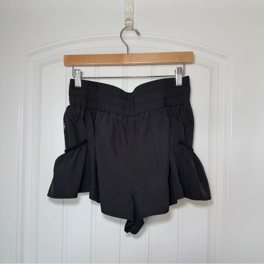 Free People Movement Medium Black Get Your Flirt On Shorts Elastic Waist Pockets - Image 4