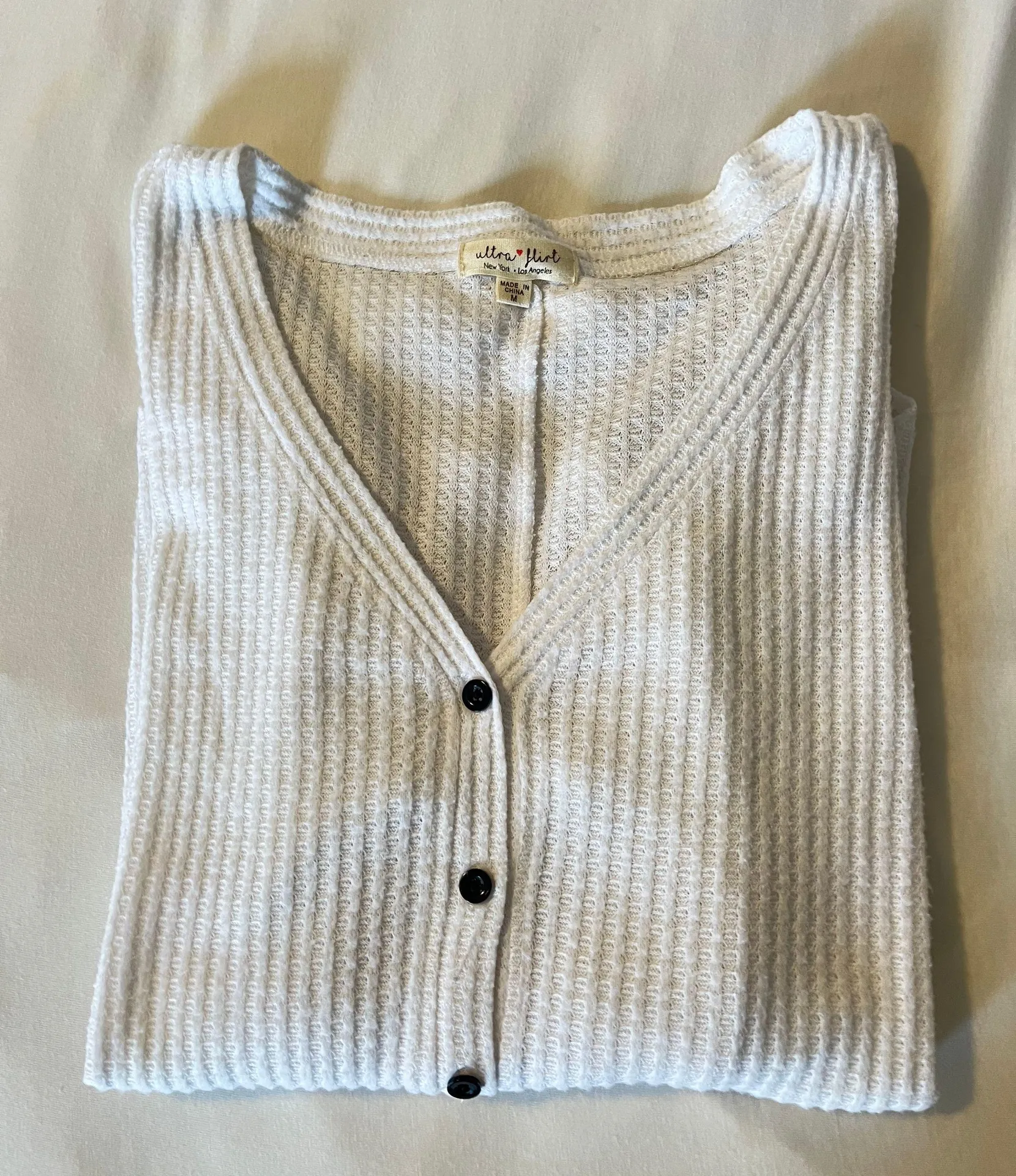 White Waffle V-Neck - Image 2