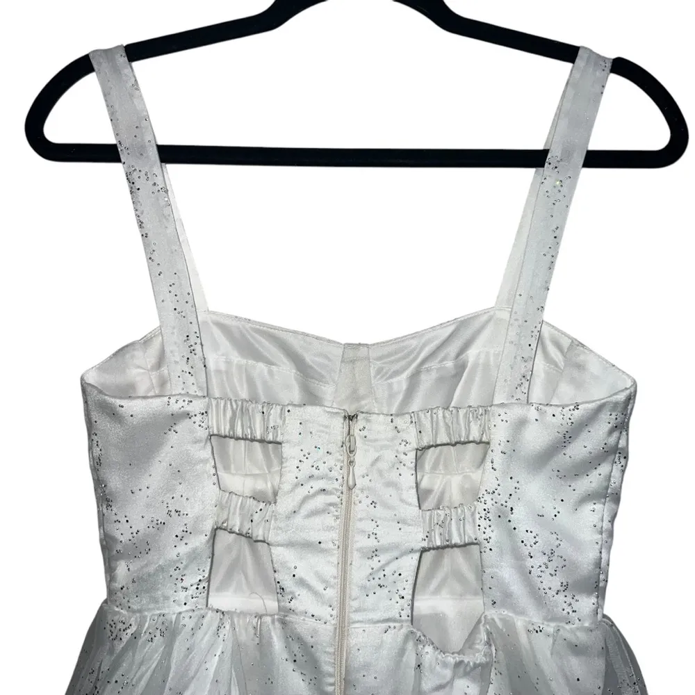 Sparkle Embellished Tiered Mini Dress In White - Image 7