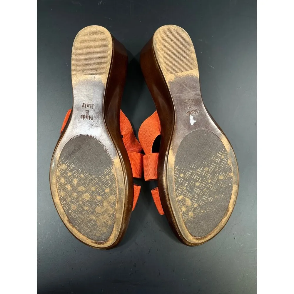 Italian Shoemakers SKU 7751 Womens Orange Wedge Sandals Size 11 - Image 4