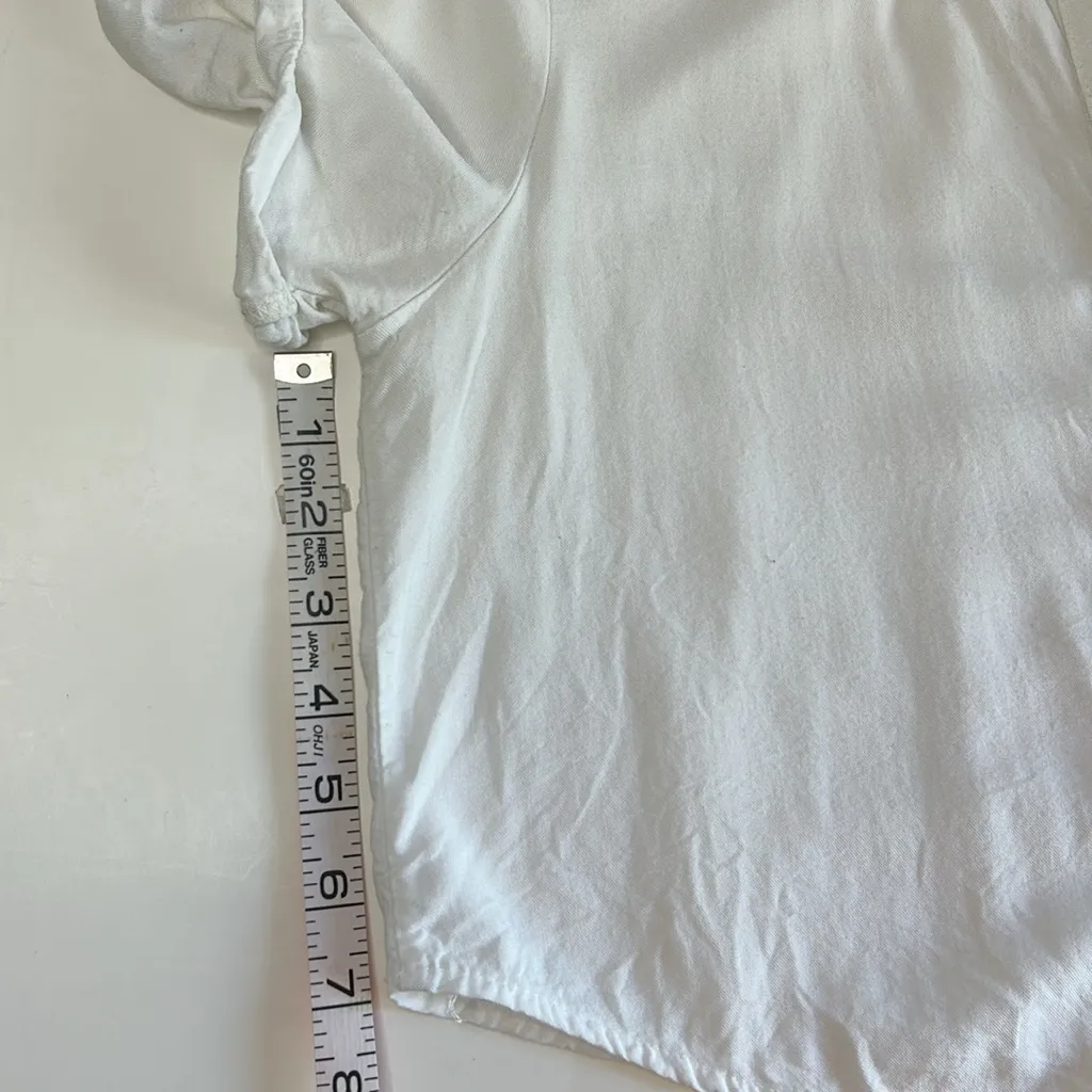 Brandy Melville white cropped button up short sleeve collared shirt - Image 8