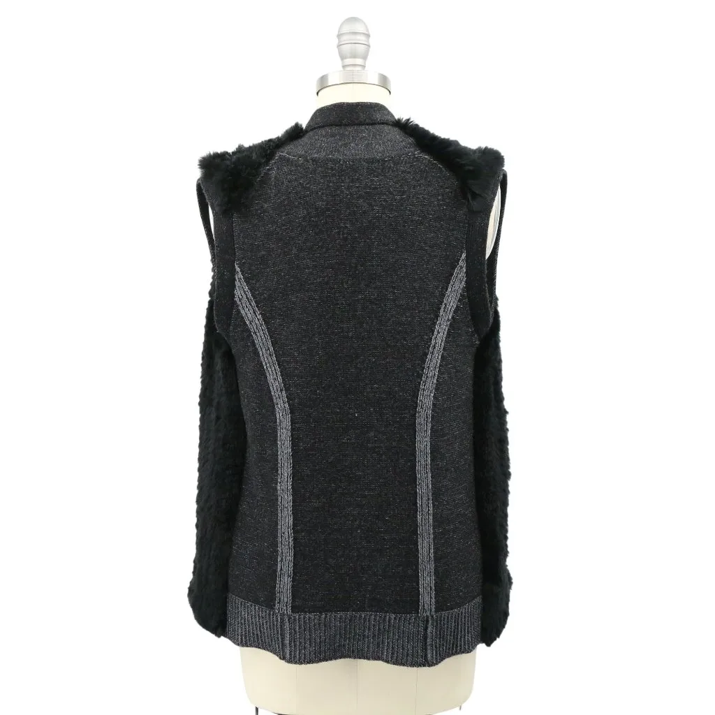 Vince Rex Rabbit Fur Drape Front Sweater Vest S - Image 8
