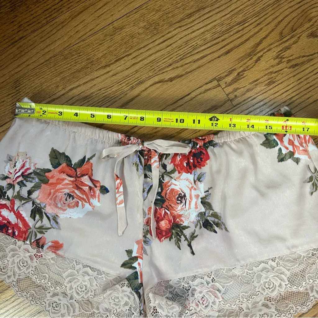 IN BLOOM By JONQUIL Floral Pajama Satin Lace Cami and Shorts Set Size XL Pink - Image 14