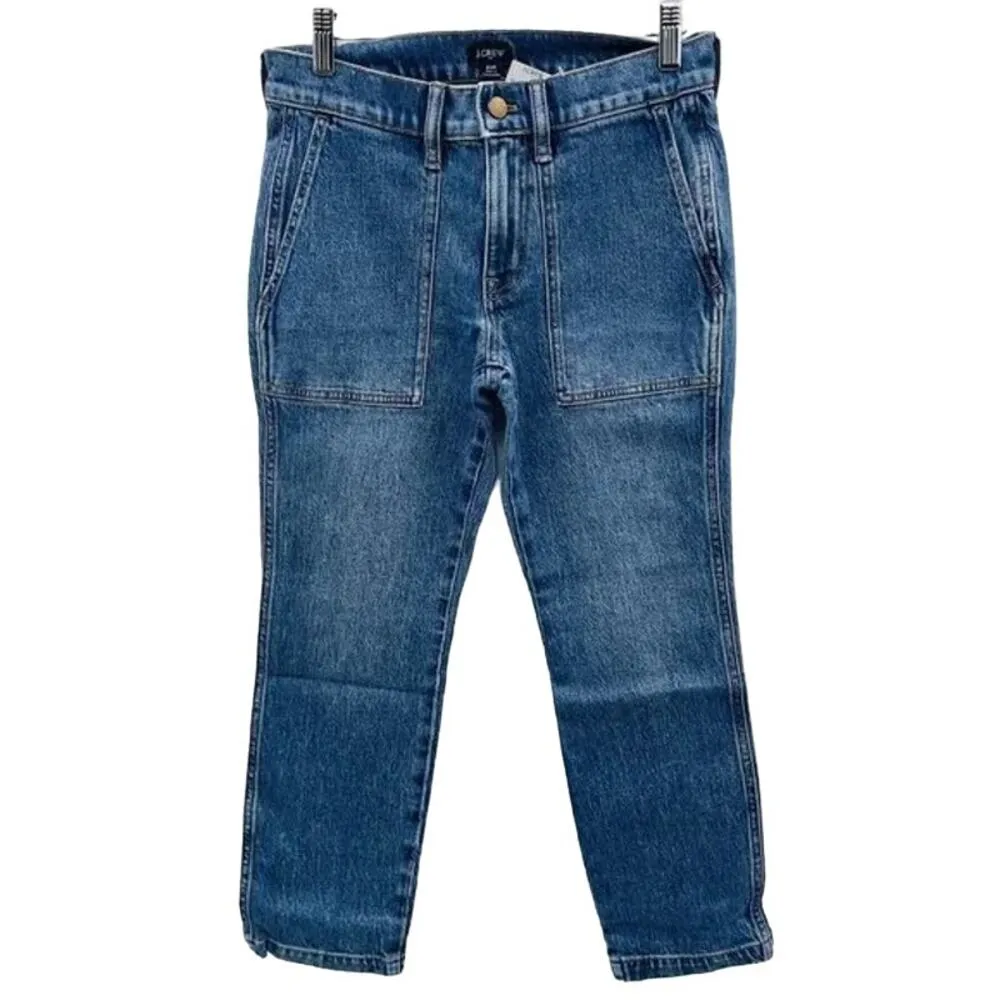 NWT J. Crew Cropped Ankle Patch Pocket Utility Jeans Stretch BT040 24P Blue - Image 2